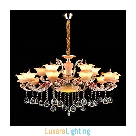 Designer Touch Decorative Pendant Light Zinc Alloy Feature for Crystal Mini Style Metal Indoors Shops 15 Bulbs