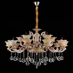 Designer Touch Decorative Pendant Light Zinc Alloy Feature for Crystal Mini Style Metal Indoors Shops 15 Bulbs