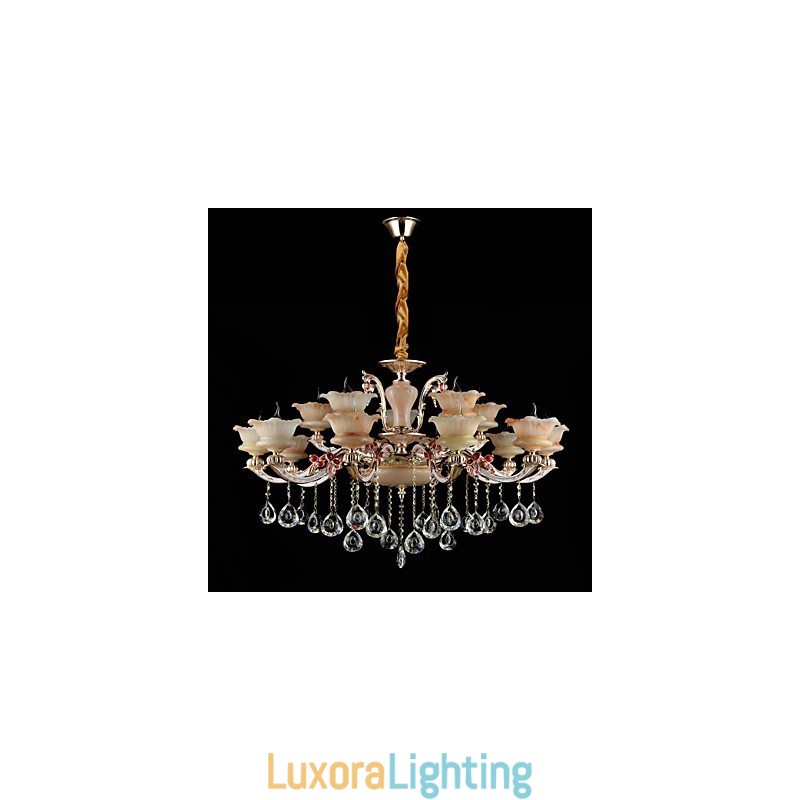 Designer Touch Decorative Pendant Light Zinc Alloy Feature for Crystal Mini Style Metal Indoors Shops 15 Bulbs
