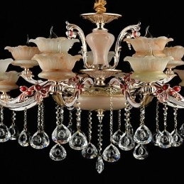 Designer Touch Decorative Pendant Light Zinc Alloy Feature for Crystal Mini Style Metal Indoors Shops 15 Bulbs