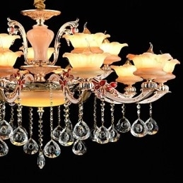 Designer Touch Decorative Pendant Light Zinc Alloy Feature for Crystal Mini Style Metal Indoors Shops 15 Bulbs