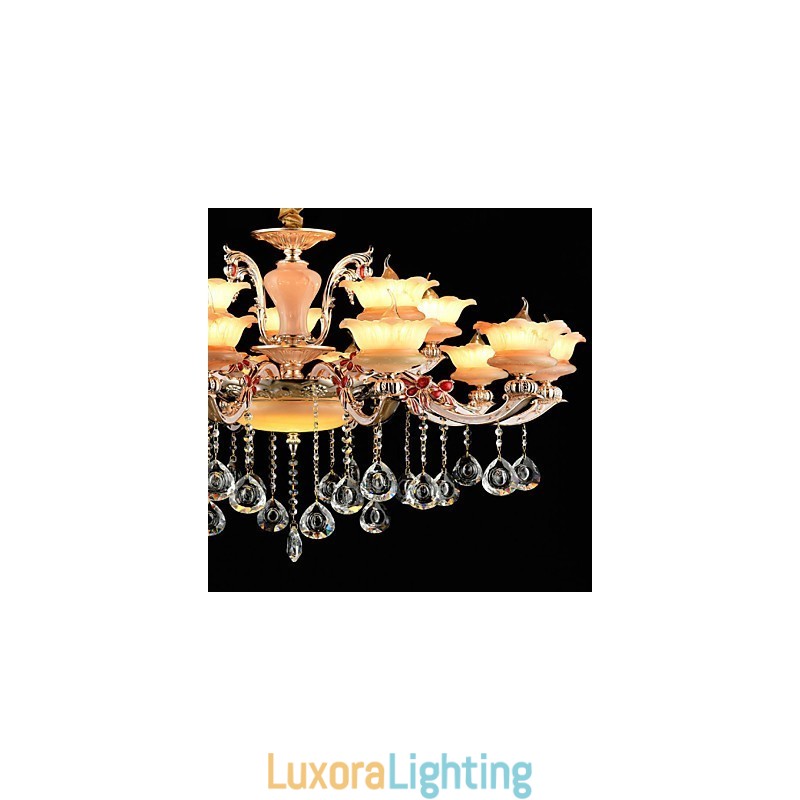 Designer Touch Decorative Pendant Light Zinc Alloy Feature for Crystal Mini Style Metal Indoors Shops 15 Bulbs