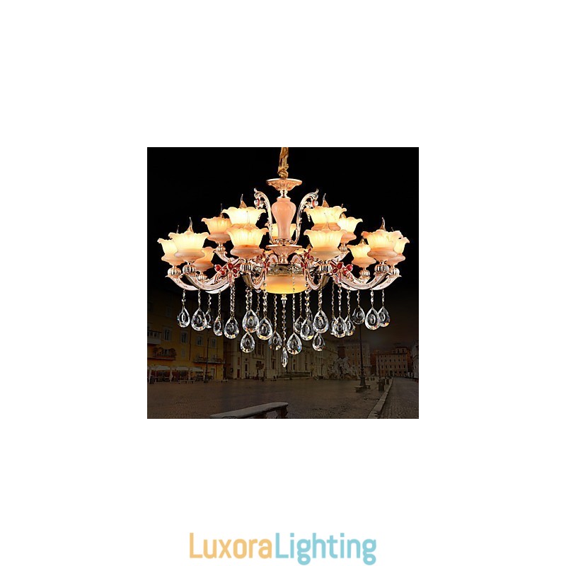 Designer Touch Decorative Pendant Light Zinc Alloy Feature for Crystal Mini Style Metal Indoors Shops 15 Bulbs