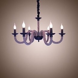 Designer Touch Decorative Loft Industrial Wind Vintage Iron Lamps Shops Chandelier Rope Chandelier Lights