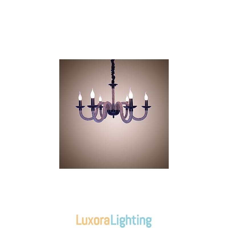 Designer Touch Decorative Loft Industrial Wind Vintage Iron Lamps Shops Chandelier Rope Chandelier Lights
