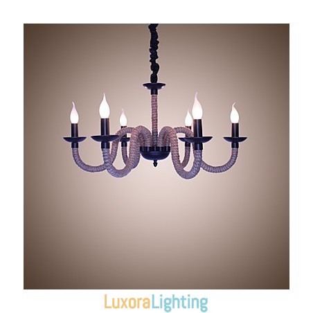 Designer Touch Decorative Loft Industrial Wind Vintage Iron Lamps Shops Chandelier Rope Chandelier Lights