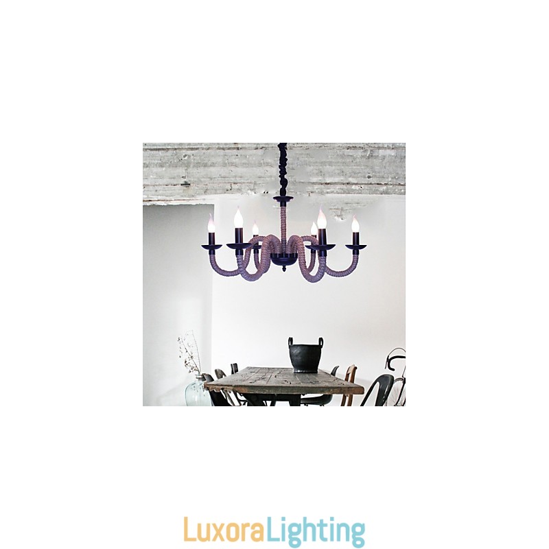 Designer Touch Decorative Loft Industrial Wind Vintage Iron Lamps Shops Chandelier Rope Chandelier Lights