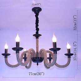 Designer Touch Decorative Loft Industrial Wind Vintage Iron Lamps Shops Chandelier Rope Chandelier Lights