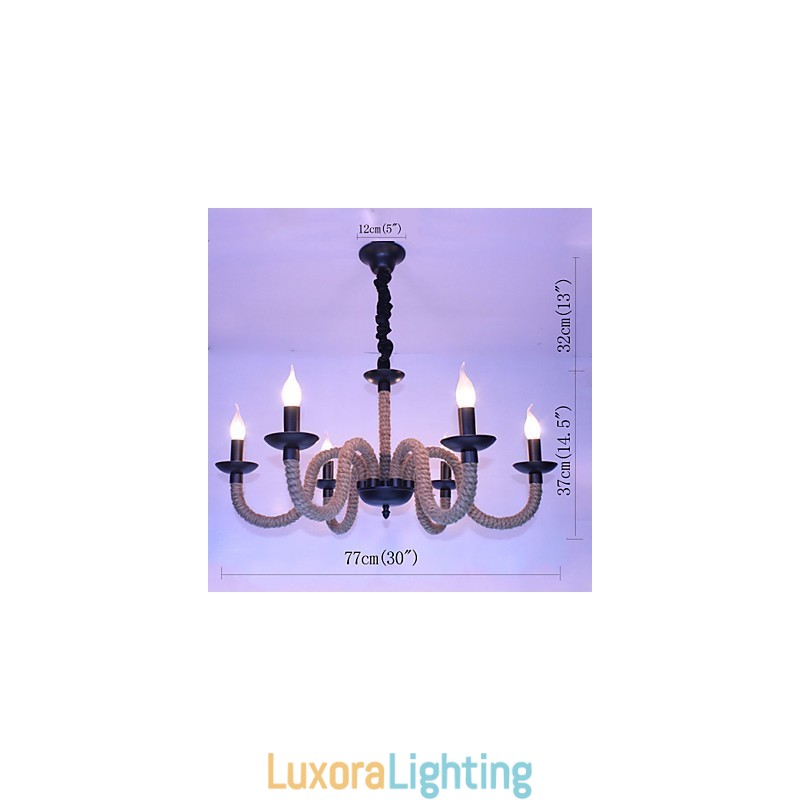 Designer Touch Decorative Loft Industrial Wind Vintage Iron Lamps Shops Chandelier Rope Chandelier Lights