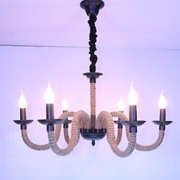 Designer Touch Decorative Loft Industrial Wind Vintage Iron Lamps Shops Chandelier Rope Chandelier Lights