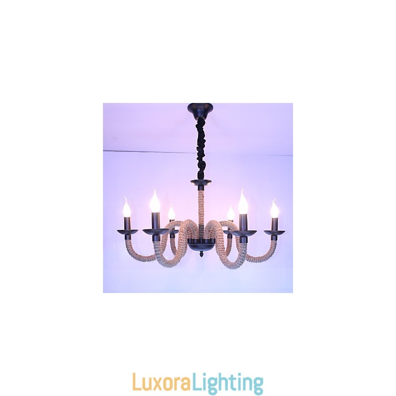 Designer Touch Decorative Loft Industrial Wind Vintage Iron Lamps Shops Chandelier Rope Chandelier Lights