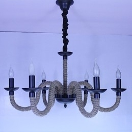 Designer Touch Decorative Loft Industrial Wind Vintage Iron Lamps Shops Chandelier Rope Chandelier Lights