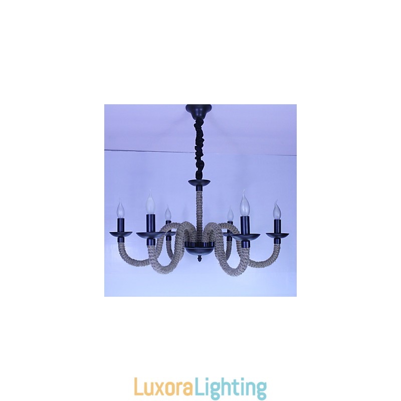 Designer Touch Decorative Loft Industrial Wind Vintage Iron Lamps Shops Chandelier Rope Chandelier Lights