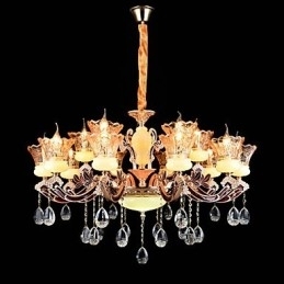 Designer Touch Decorative Pendant Light Zinc Alloy Feature for Crystal Mini Style Metal Indoors Shops 15 Bulbs