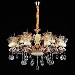 Designer Touch Decorative Pendant Light Zinc Alloy Feature for Crystal Mini Style Metal Indoors Shops 15 Bulbs