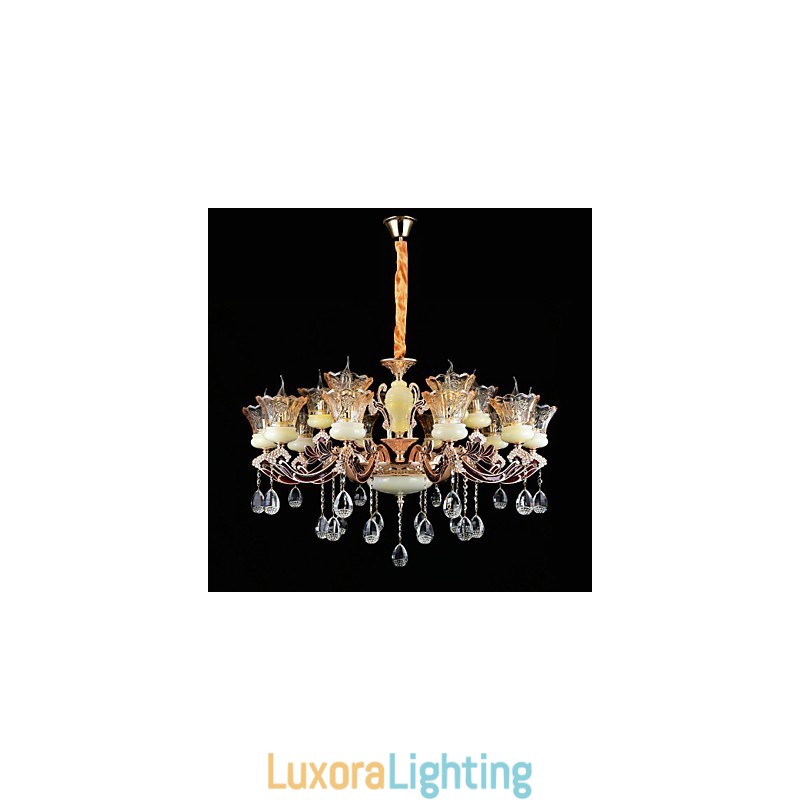 Designer Touch Decorative Pendant Light Zinc Alloy Feature for Crystal Mini Style Metal Indoors Shops 15 Bulbs