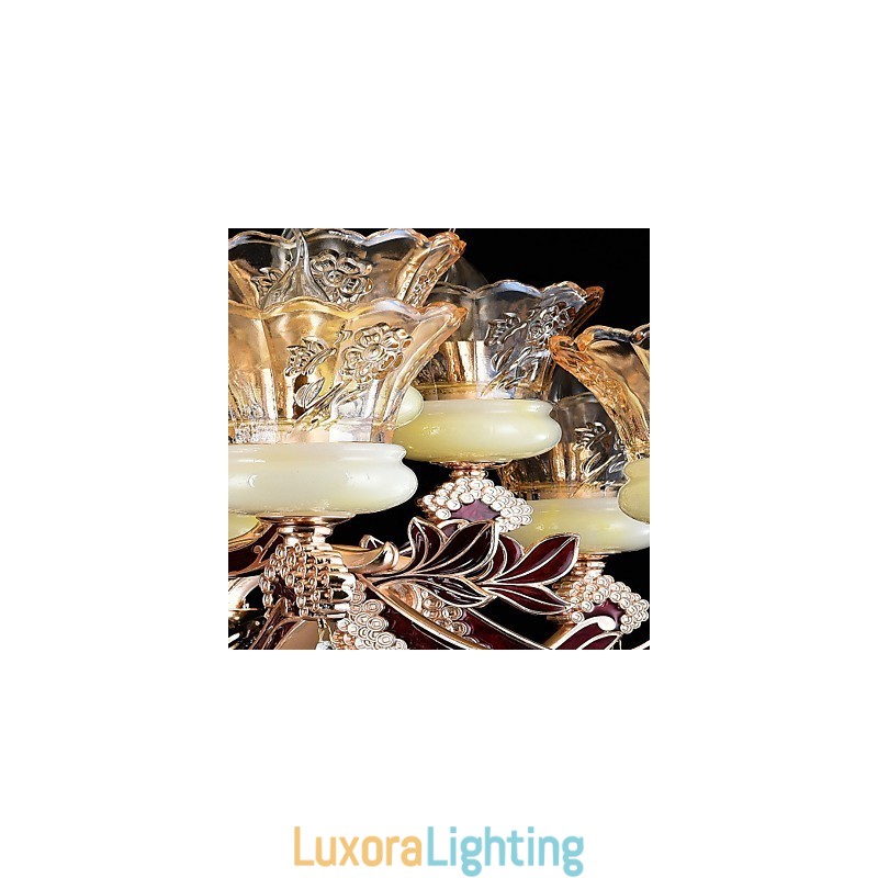 Designer Touch Decorative Pendant Light Zinc Alloy Feature for Crystal Mini Style Metal Indoors Shops 15 Bulbs