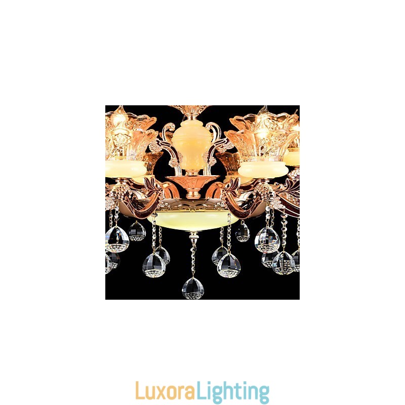 Designer Touch Decorative Pendant Light Zinc Alloy Feature for Crystal Mini Style Metal Indoors Shops 15 Bulbs