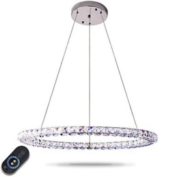 Designer Touch Decorative Modern Ring Crystal Pendant Light Modern Crystal Chandelier Ceiling Light Indoor Lamp Fixtures Dimmable with Remote Control