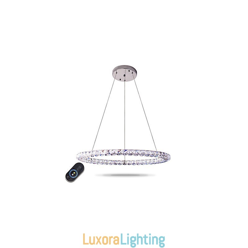 Designer Touch Decorative Modern Ring Crystal Pendant Light Modern Crystal Chandelier Ceiling Light Indoor Lamp Fixtures Dimmable with Remote Control