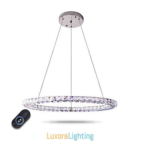 Designer Touch Decorative Modern Ring Crystal Pendant Light Modern Crystal Chandelier Ceiling Light Indoor Lamp Fixtures Dimmable with Remote Control