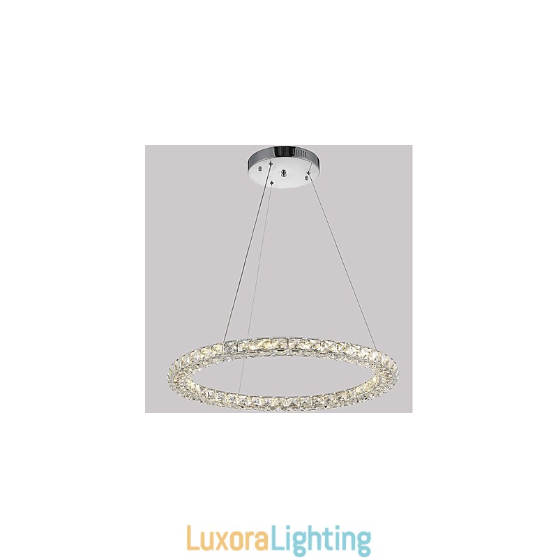 Designer Touch Decorative Modern Ring Crystal Pendant Light Modern Crystal Chandelier Ceiling Light Indoor Lamp Fixtures Dimmable with Remote Control