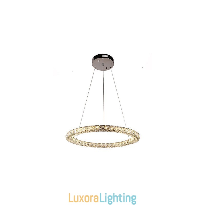 Designer Touch Decorative Modern Ring Crystal Pendant Light Modern Crystal Chandelier Ceiling Light Indoor Lamp Fixtures Dimmable with Remote Control