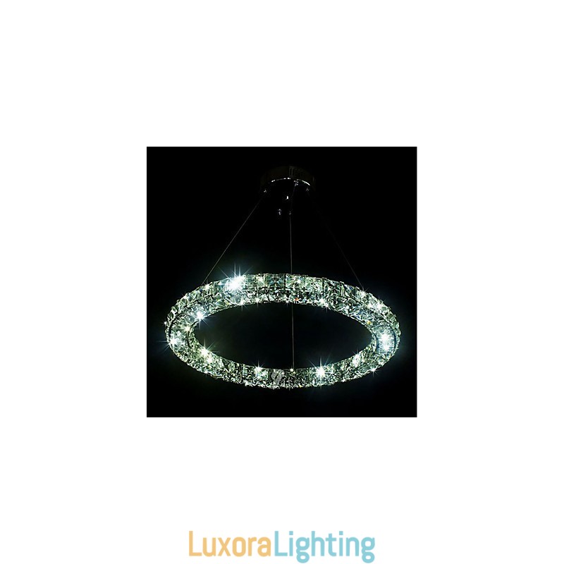 Designer Touch Decorative Modern Ring Crystal Pendant Light Modern Crystal Chandelier Ceiling Light Indoor Lamp Fixtures Dimmable with Remote Control