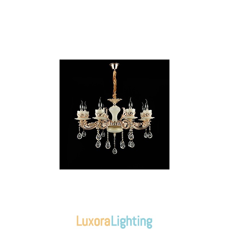Designer Touch Decorative Traditional Classic Zinc Alloy Feature for Crystal Mini Style Metal 8 Bulbs Chandelier