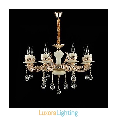 Designer Touch Decorative Traditional Classic Zinc Alloy Feature for Crystal Mini Style Metal 8 Bulbs Chandelier
