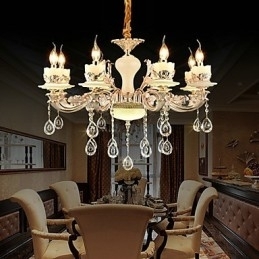 Designer Touch Decorative Traditional Classic Zinc Alloy Feature for Crystal Mini Style Metal 8 Bulbs Chandelier