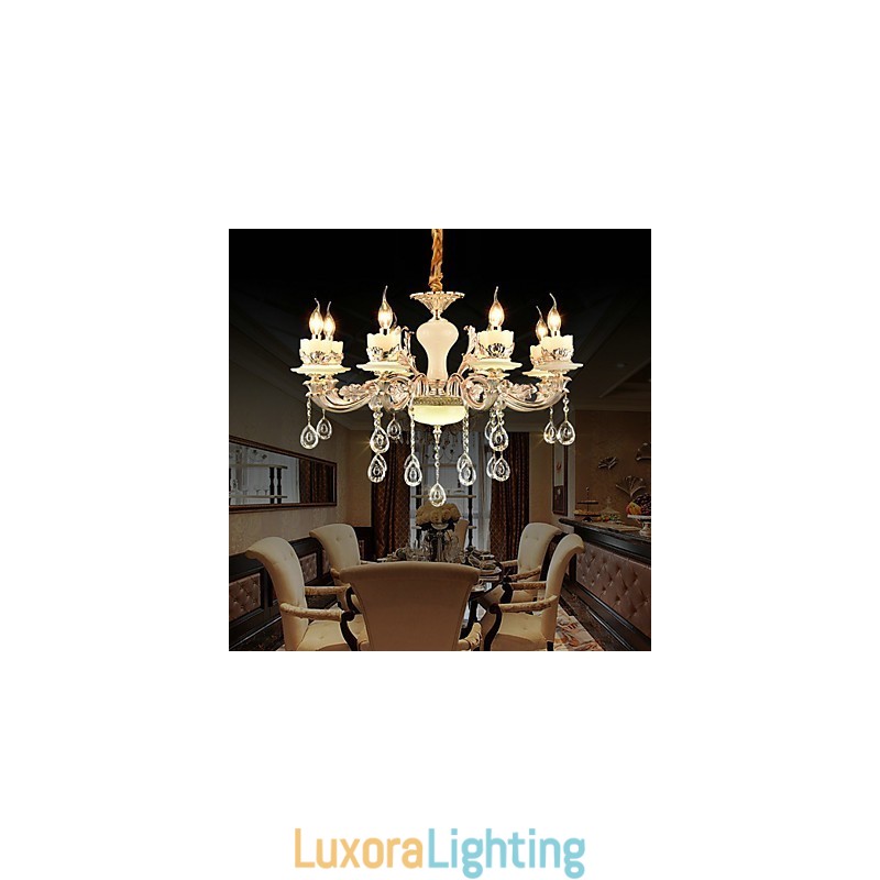 Designer Touch Decorative Traditional Classic Zinc Alloy Feature for Crystal Mini Style Metal 8 Bulbs Chandelier