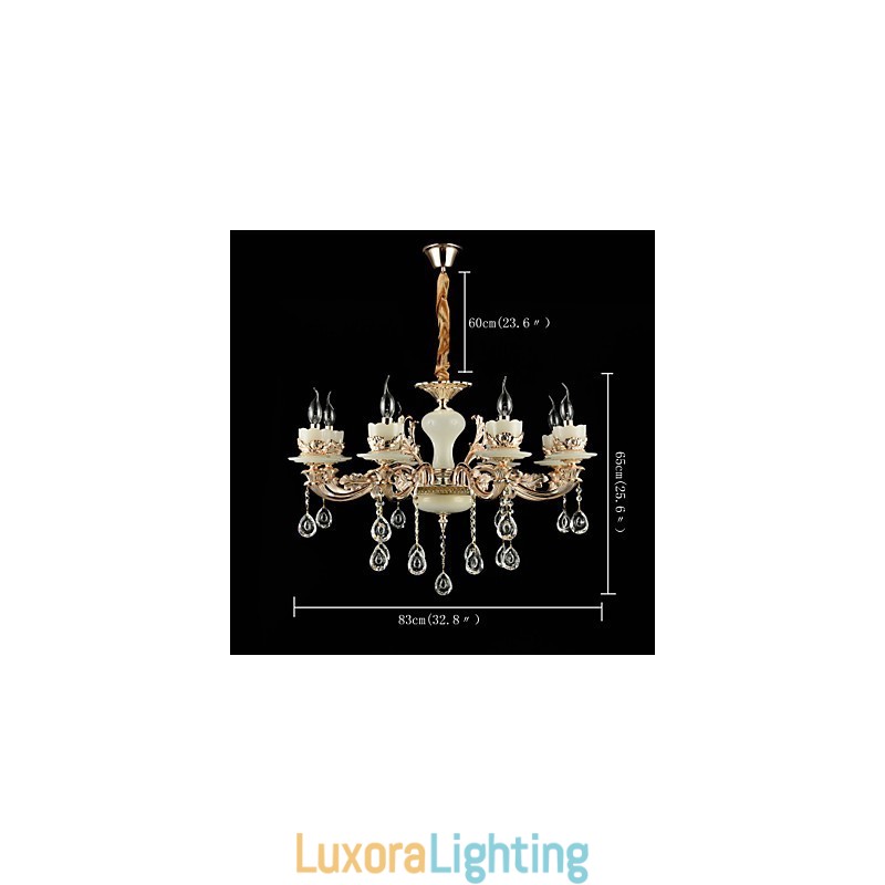 Designer Touch Decorative Traditional Classic Zinc Alloy Feature for Crystal Mini Style Metal 8 Bulbs Chandelier