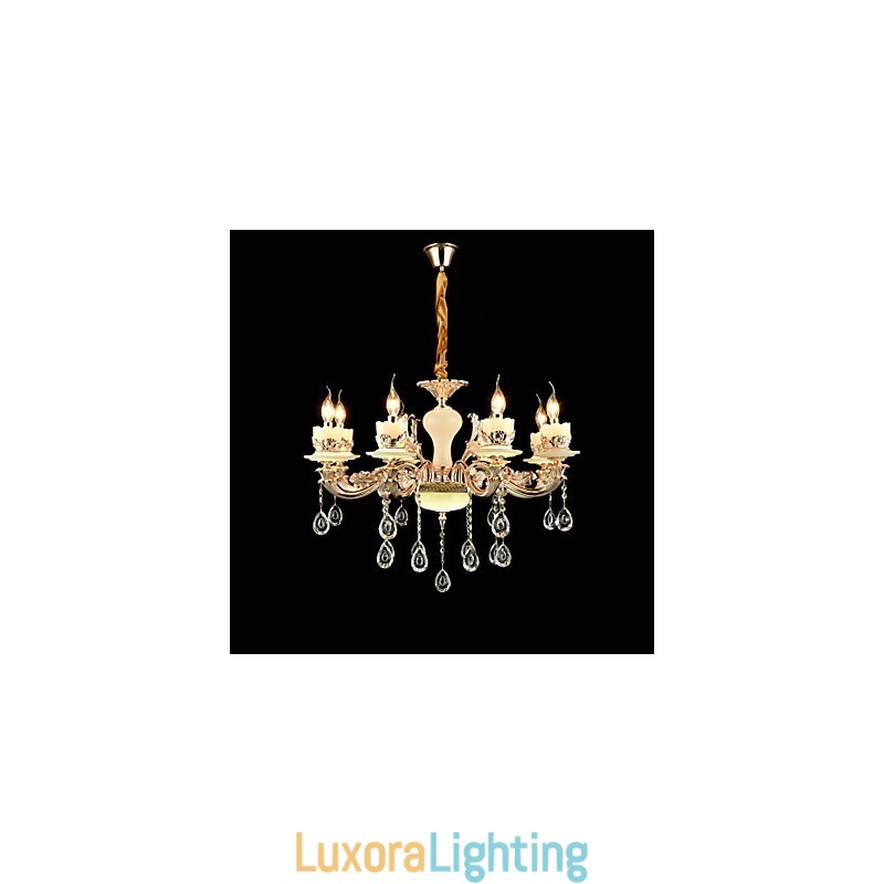 Designer Touch Decorative Traditional Classic Zinc Alloy Feature for Crystal Mini Style Metal 8 Bulbs Chandelier