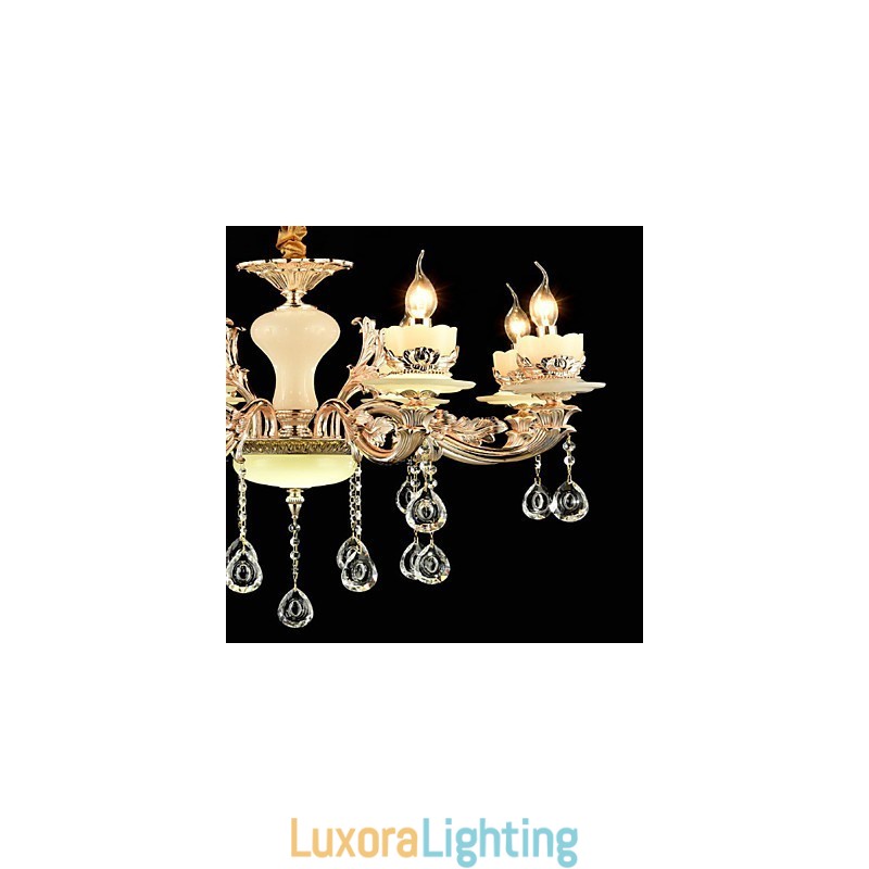 Designer Touch Decorative Traditional Classic Zinc Alloy Feature for Crystal Mini Style Metal 8 Bulbs Chandelier