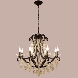 Designer Touch Decorative 8 Lights Crystal Chandelier Modern Contemporary Traditional Classic Rustic Lodge Vintage Retro Lantern Drum Country Painting