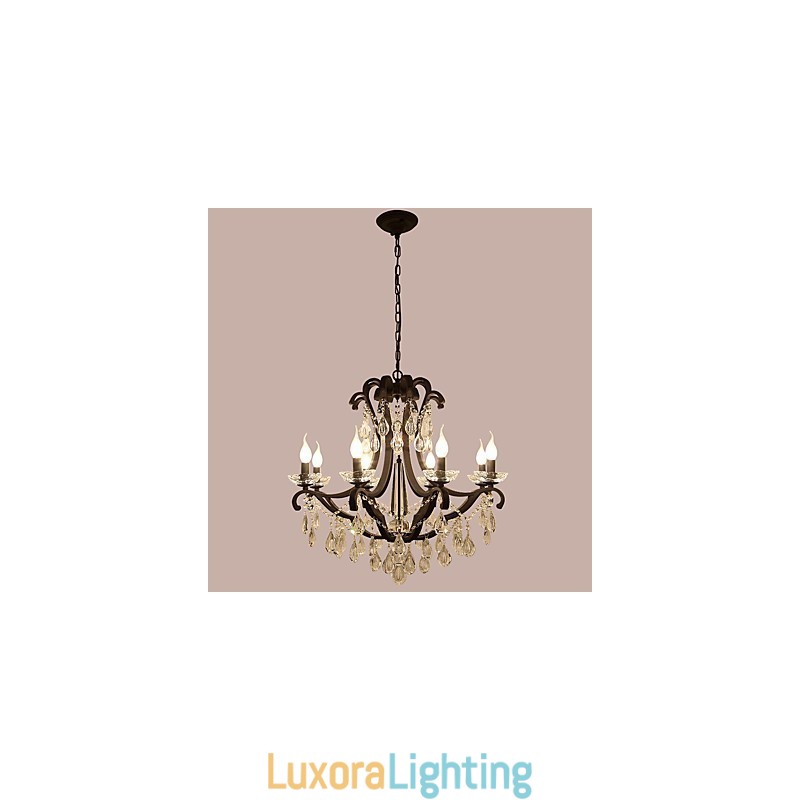 Designer Touch Decorative 8 Lights Crystal Chandelier Modern Contemporary Traditional Classic Rustic Lodge Vintage Retro Lantern Drum Country Painting