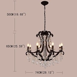Designer Touch Decorative 8 Lights Crystal Chandelier Modern Contemporary Traditional Classic Rustic Lodge Vintage Retro Lantern Drum Country Painting