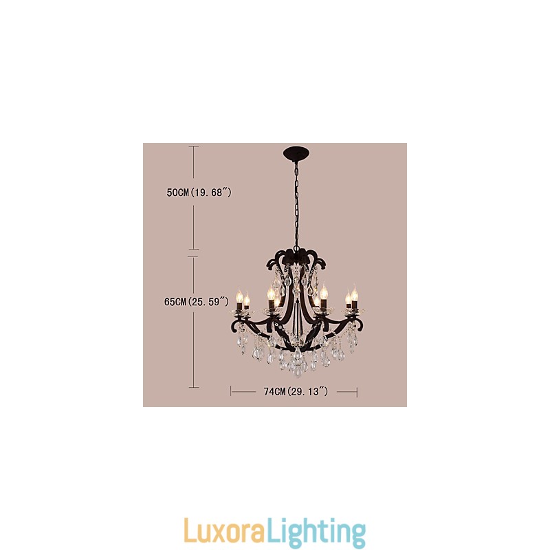 Designer Touch Decorative 8 Lights Crystal Chandelier Modern Contemporary Traditional Classic Rustic Lodge Vintage Retro Lantern Drum Country Painting