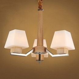 Designer Touch Decorative Modern Contemporary Electroplated Feature for Wood Bamboo Chandelier