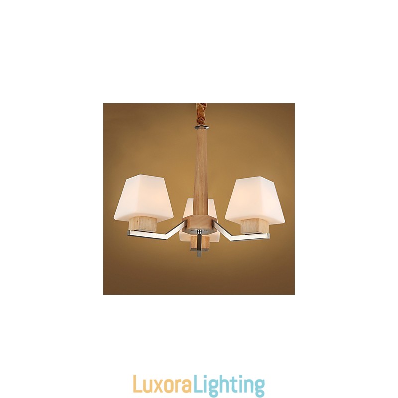 Designer Touch Decorative Modern Contemporary Electroplated Feature for Wood Bamboo Chandelier