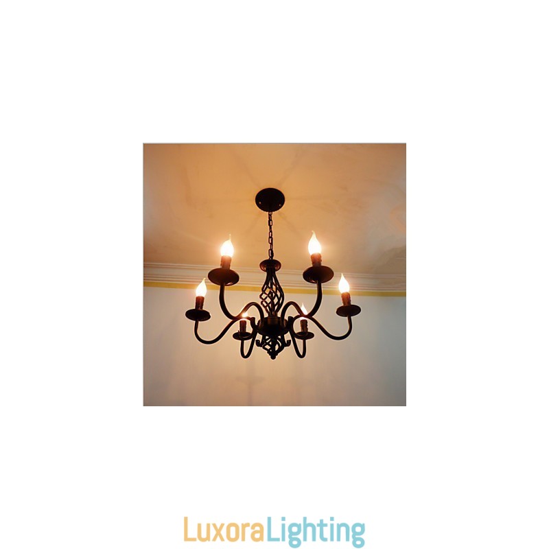 Designer Touch Decorative Artistic Chic & Modern Others Feature for Candle Style Metal Indoors 6 Bulbs Chandelier
