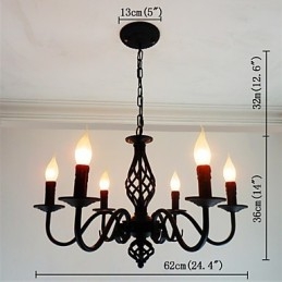 Designer Touch Decorative Artistic Chic & Modern Others Feature for Candle Style Metal Indoors 6 Bulbs Chandelier