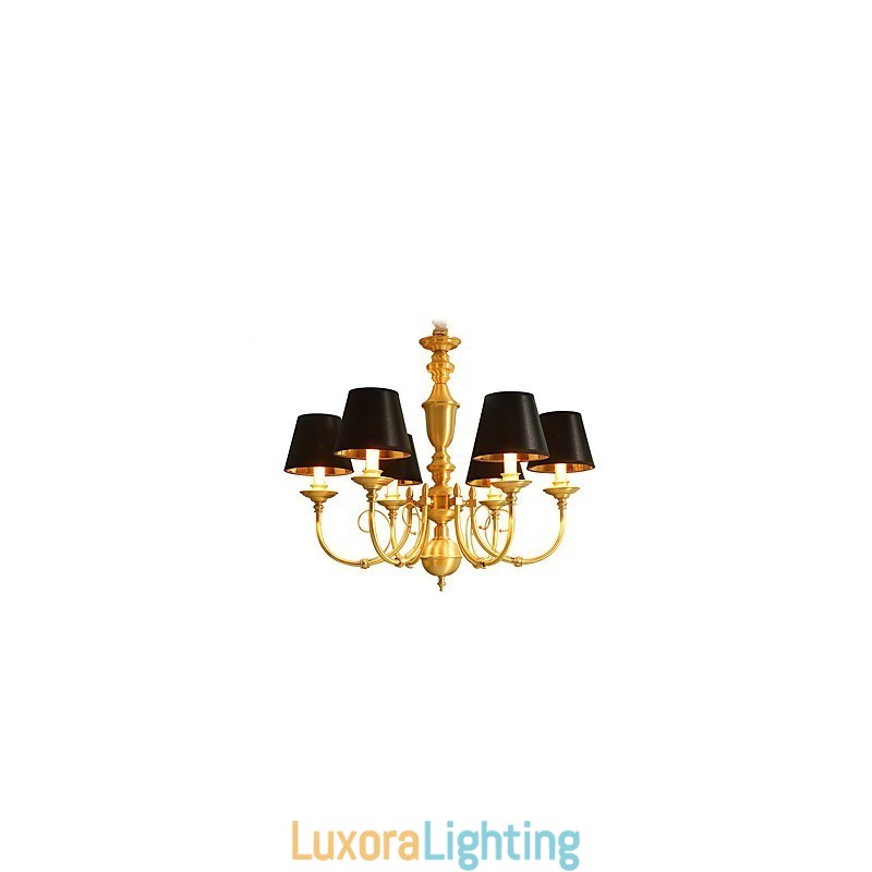 Designer Touch Decorative Chandelier Traditional Classic Country Brass Feature for Mini Style Metal 6 Bulbs