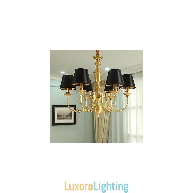 Designer Touch Decorative Chandelier Traditional Classic Country Brass Feature for Mini Style Metal 6 Bulbs