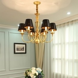 Designer Touch Decorative Chandelier Traditional Classic Country Brass Feature for Mini Style Metal 6 Bulbs