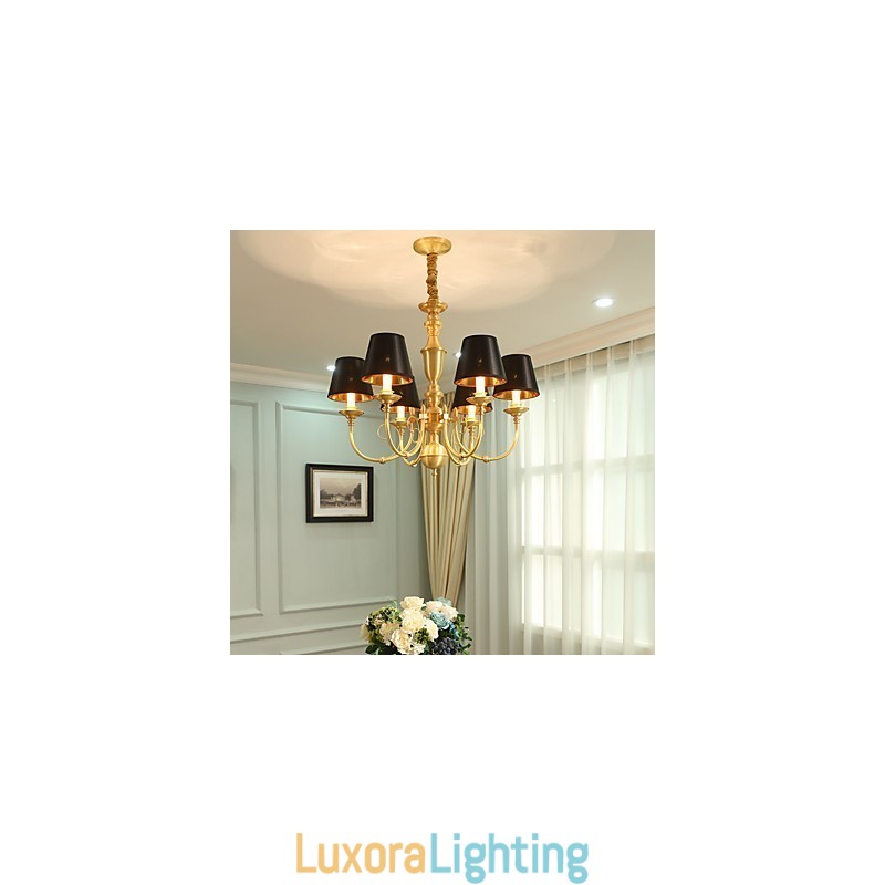 Designer Touch Decorative Chandelier Traditional Classic Country Brass Feature for Mini Style Metal 6 Bulbs