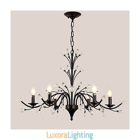 Designer Touch Decorative 6 Lights Crystal Chandelier Modern Contemporary Traditional Classic Vintage Retro Country Painting Feature