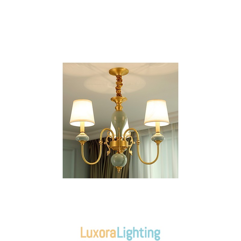 Designer Touch Decorative Traditional Classic Country Brass Feature for Mini Style Metal 3 Bulbs Chandelier