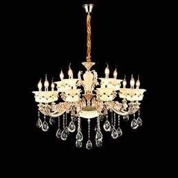 Designer Touch Decorative Traditional Classic Zinc Alloy Feature for Crystal Mini Style Metal Indoors Garden 15 Bulbs Chandelier